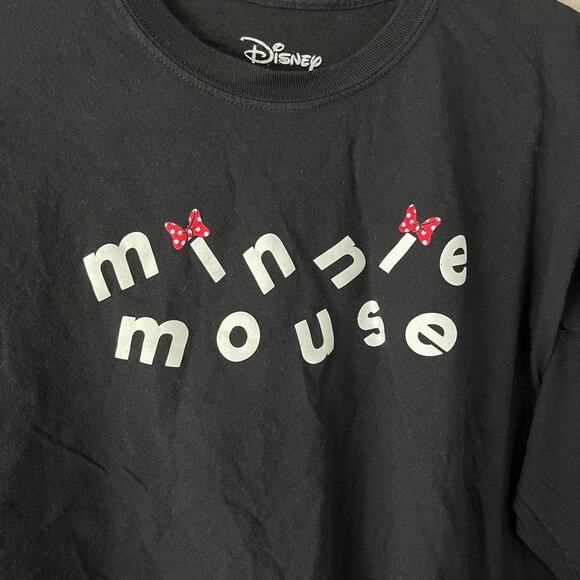 Disney Minnie Mouse Cropped Crew Neck Long Sleeve Womens Graphic Tee T-Shirt XL - Picture 2 of 5